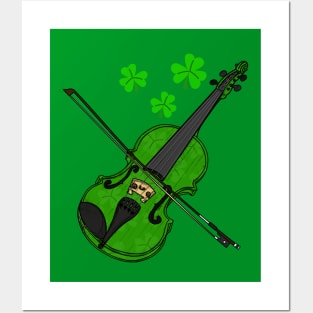 St. Patrick's Day Fiddle Violin Player Violinist Posters and Art